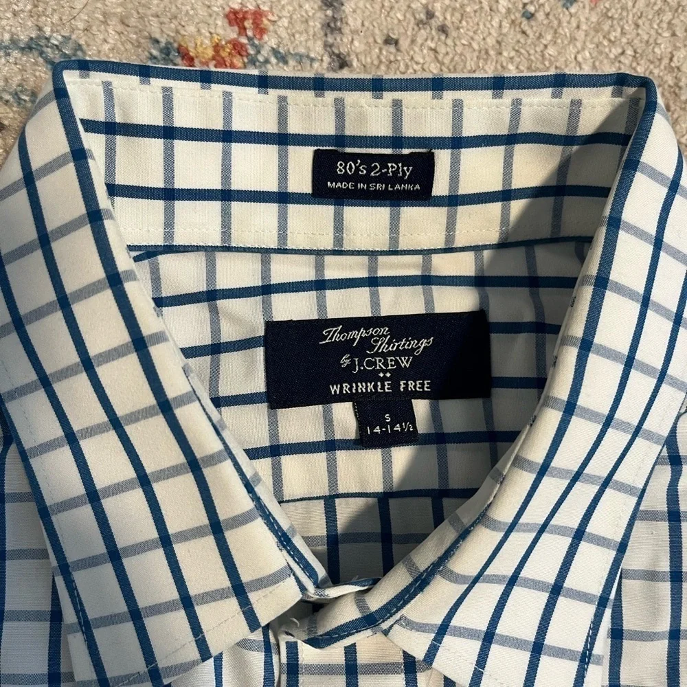 Jcrew Thompsons 2-ply cotton blue and white checked shirt